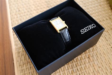 Seiko Quartz Gold White Dial Black Leather Ladies Watch Swr054 4954628239563 Ebay