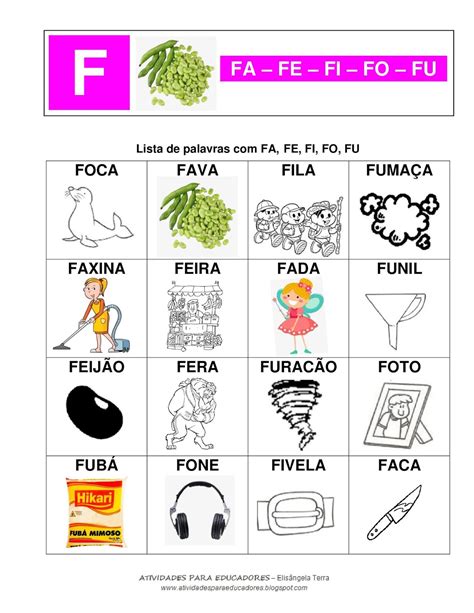 Atividades Para Educadores Lista De Palavras S Labas Simples