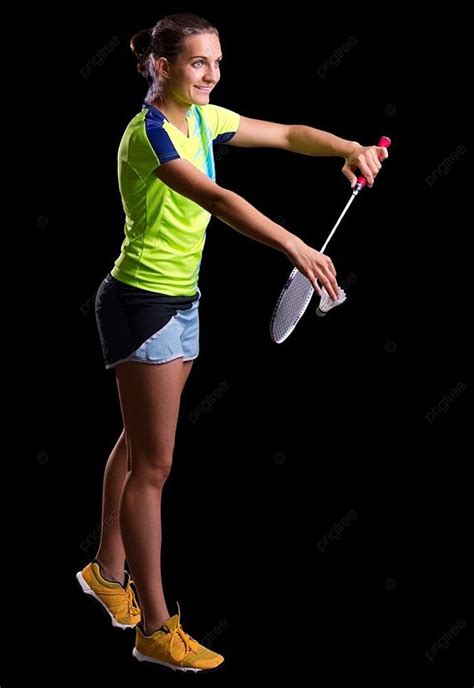 Young Woman Badminton Player Isolated Photo Background And Picture For