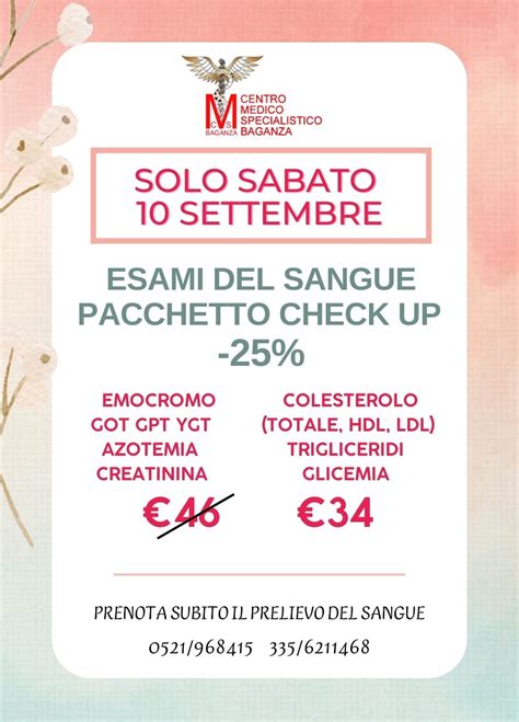 Centro Medico Specialistico Baganza Promozione Esami Del Sangue