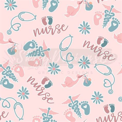 Nurse Seamless Pattern Labor And Delivery Seamless File Etsy