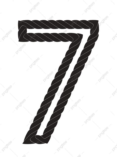 Black And White Number Seven Made From Rope Isolated On White