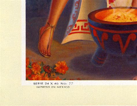 1940s Art Deco Pin Up Calendar Print Aztec Indian Maiden Invocacion Azteca Rare 1884757345