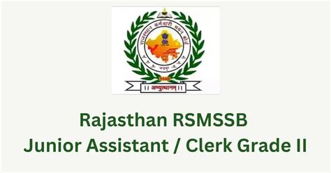 Rajasthan RSMSSB Junior Assistant Clerk Grade II Recruitment 2024