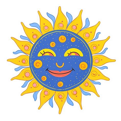 Sol De Desenho Animado Os Olhos Fechados E Sorrindo Em Um Fundo