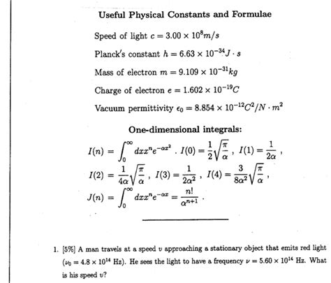 Get Answer Useful Physical Constants And Formulae Speed Of Light C