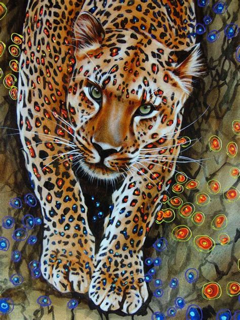 Big Cat Original Painting Wild Leopard Art Nature Hand Etsy Leopard