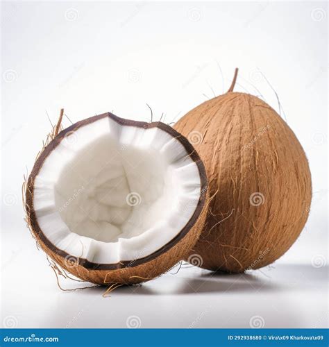 Two Coconuts Isolated On White Background Generative AI Royalty Free