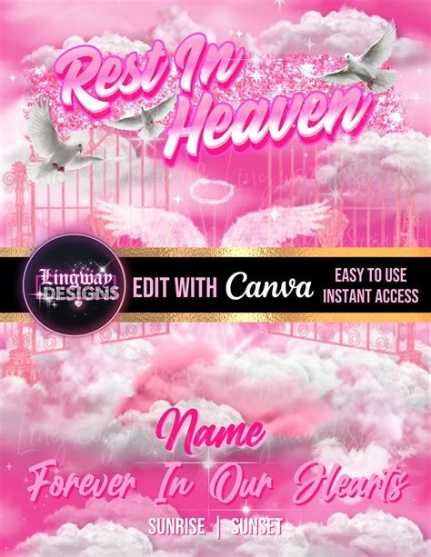 Pink Heavens Gate Rest In Heaven Angel Wings Memorial Png Add Photo