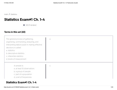 Statistics Exam Ch Flashcards Quizlet Statistics Exam Ch