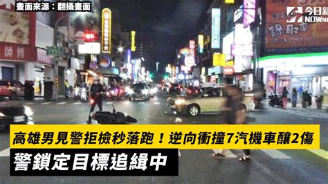 高雄男見警拒檢秒落跑！逆向衝撞7汽機車釀2傷 警鎖定目標追緝中｜nownews＃高雄＃拒檢＃逆向＃追緝 Youtube