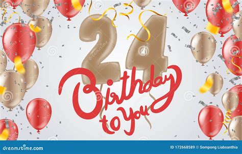 Happy 24th Birthday Colorful Party Balloons Background Vector Illustration | CartoonDealer.com ...