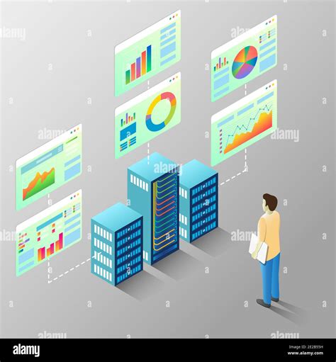 Server Statistics Vector Isometric Flow Chart Stock Vector Image Art