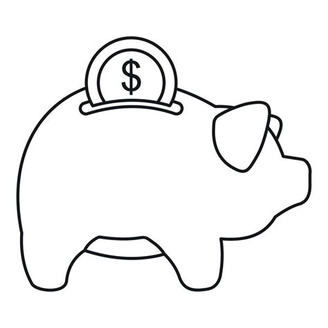 Pig Money Box Icon Outline Style Vector Art At Vecteezy