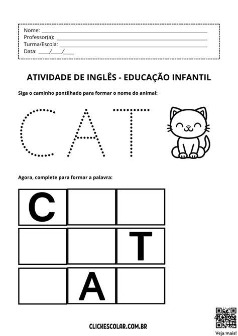 Atividades Inglês Infantil Pdf - 15 Atividades de Inglês para Educação Infantil – Click Escolar