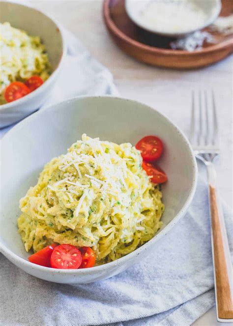 Pesto Spaghetti Squash Creamy Pesto Spaghetti Squash Noodles