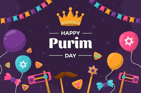 Fondo Plano Para La Fiesta De Purim Vector Gratis