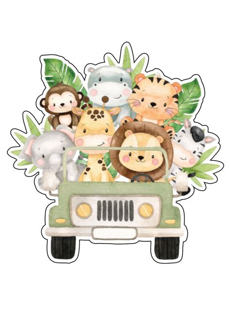 Carrinho animais safari png Art Poin em 2022 Chá de bebê de