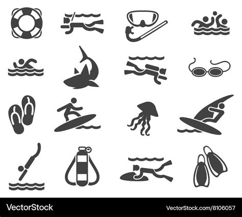 Swimming And Scuba Diving Icons Royalty Free Vector Image