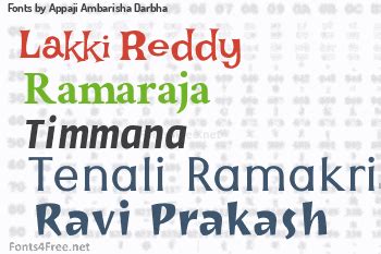 Fonts by Appaji Ambarisha Darbha - Lakki Reddy, Ramaraja and Timmana