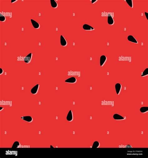 Watermelon With Black Seeds Seamless Pattern Red Abstract Sweet