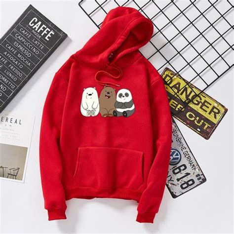 Long Sleeve Bare Bears Printed Hoodie For Autumn And Winter Hoodies