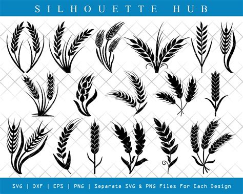 Wheat Svg Cut Files Wheat Silhouette Grain Svg Barley Etsy Canada