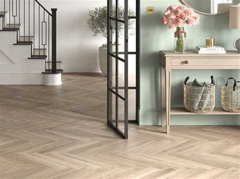 Naked Blond Oak Herringbone Vinyl Flooring Camaro Rigid Core Pur