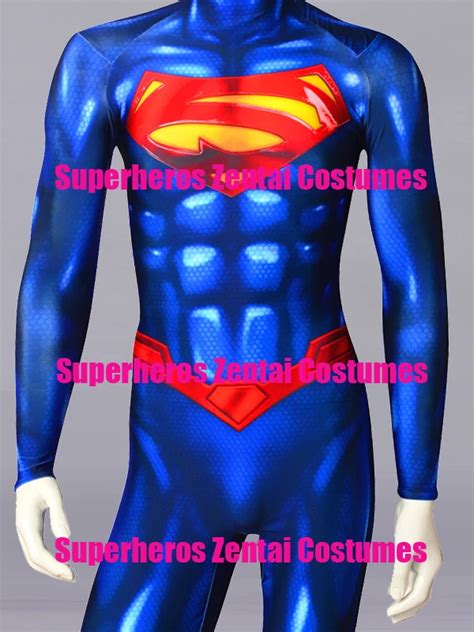 High Quality 3d Printed New 52 Superman Cosplay Costume Zentai Male Custom Made Bodysuit