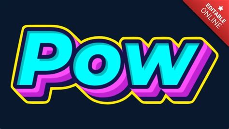 Pow Blue Pink Vintage Retro 3d Text Effect Generator