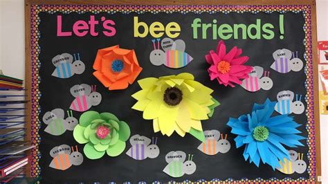 Back To School Bulletin Board Prek Lisa Frank Inspired Bees Paper