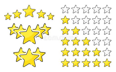 Five Golden Rating Star Vector Illustration In White Background Stock