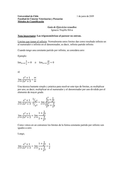 Ejercicios Resueltos De Limites Y Continuidad Studocu