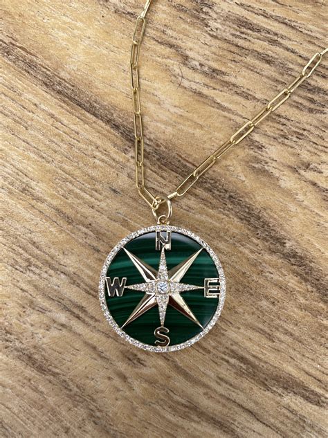 Compass Rose Malachite Pendant Modern Jewelers