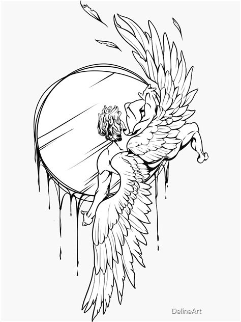 The Fall Of Icarus Sticker By Delineart Redbubble