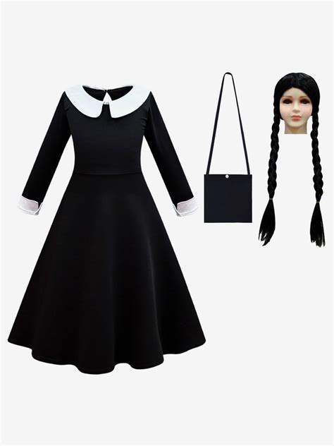 La Famille Addams Film Cosplay Mercredi Enfant Ensemble Complet Cosplay