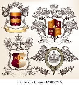 Collection Heraldic Shield Vintage Style Design Stock Vector (Royalty ...