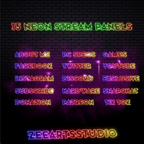 Twitch Panels Neon Twitch Panels Stream Panels Panel Designs For