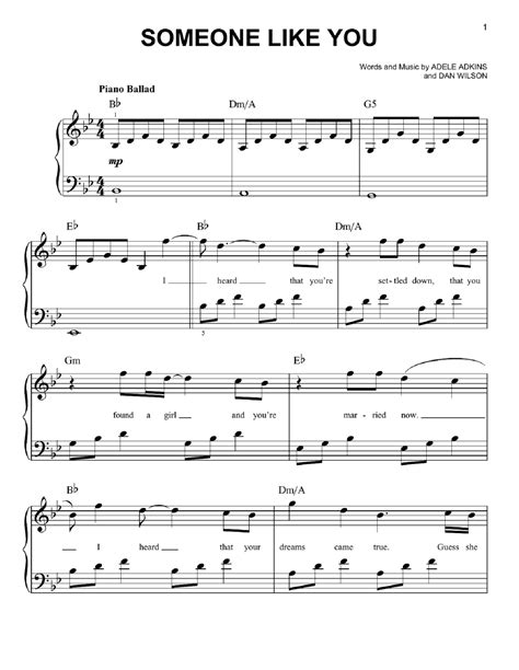 Adele Piano Sheet Music for Learning | Educative Printable