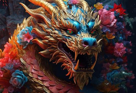 Premium AI Image | a colorful dragon crafted in intricate detail in the ...