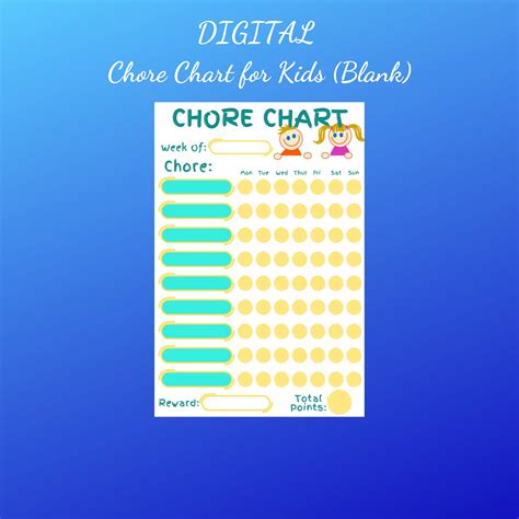 Digital Chore Chart For Younger Kids For Use With Goodnotes Etsy Canada