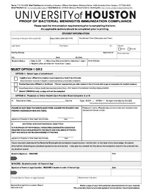 Meningitis Immunization Fill Online Printable Fillable Blank