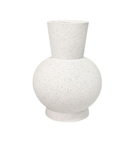 Vaso cerâmica branco fosco textura preta Camélia