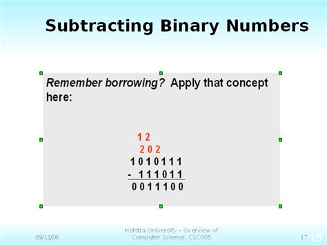 Subtracting Binary Numbers