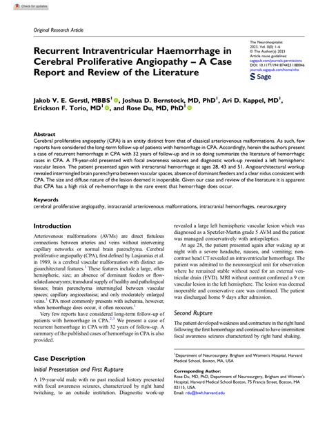 Pdf Recurrent Intraventricular Haemorrhage In Cerebral Proliferative