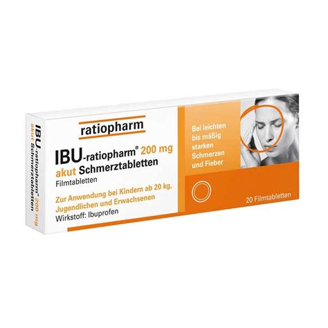 IBU Ratiopharm 200 Mg Akut Schmerztabletten 20 St Online Bei Pharmeo