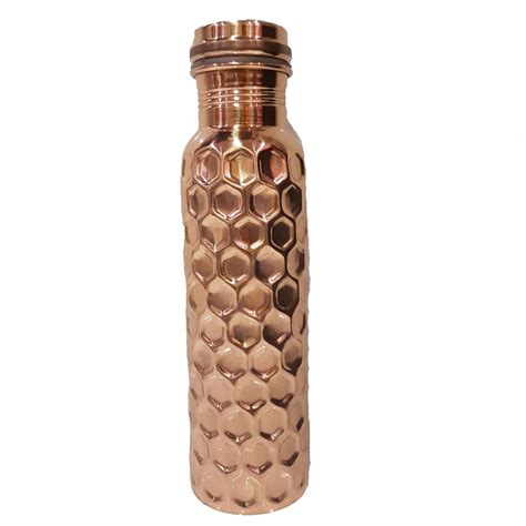 Sarvsiddhi Pure Copper Diamond Design Water Bottles For Water Liter