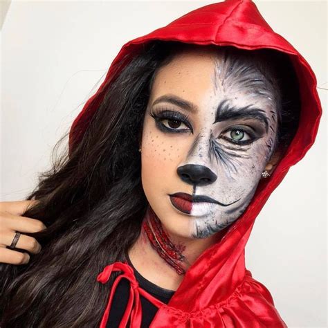 Maquiagem Chapeuzinho Vermelho Halloween - Maquiagem chapeuzinho vermelho e lobo mau | Halloween face makeup ...