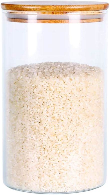 Glass Rice Storage Containers 60 Fl Oz 1800ml Kitchen Food Jars With Airtight Lid