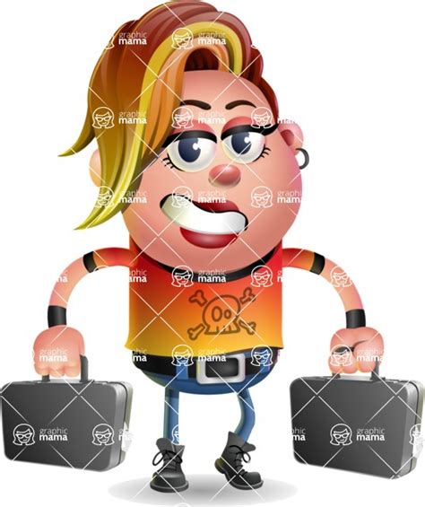 Punk Girl Cartoon Vector 3d Character Briefcase 3 Graphicmama